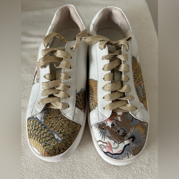 Johnny was Women's White and Gold Sneakers - Picture 6 of 12
